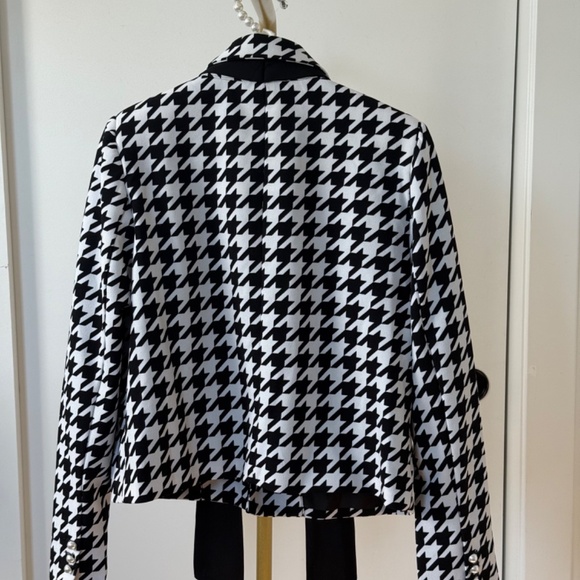CeCe Black & White Houndstooth Tie-Neck Jacket - Picture 4 of 7